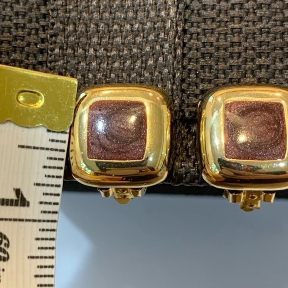 💐5/25 clip on elegant enamel maroon swirl gold - Picture 4 of 8